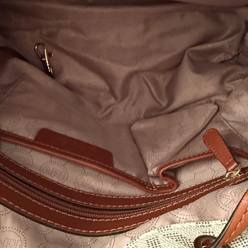 Michael Kors Beige Canvas Backpack with Brown Trim - Picture 5 of 7